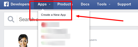 Create new facebook app