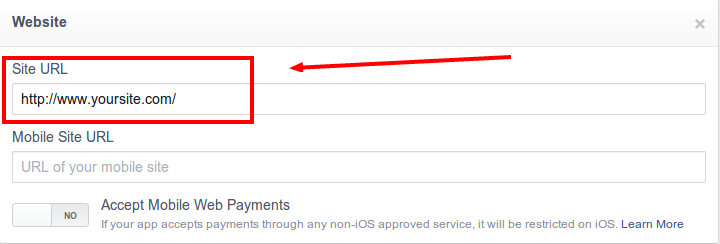 Create new facebook app