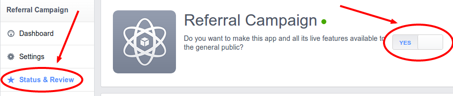Create new facebook app