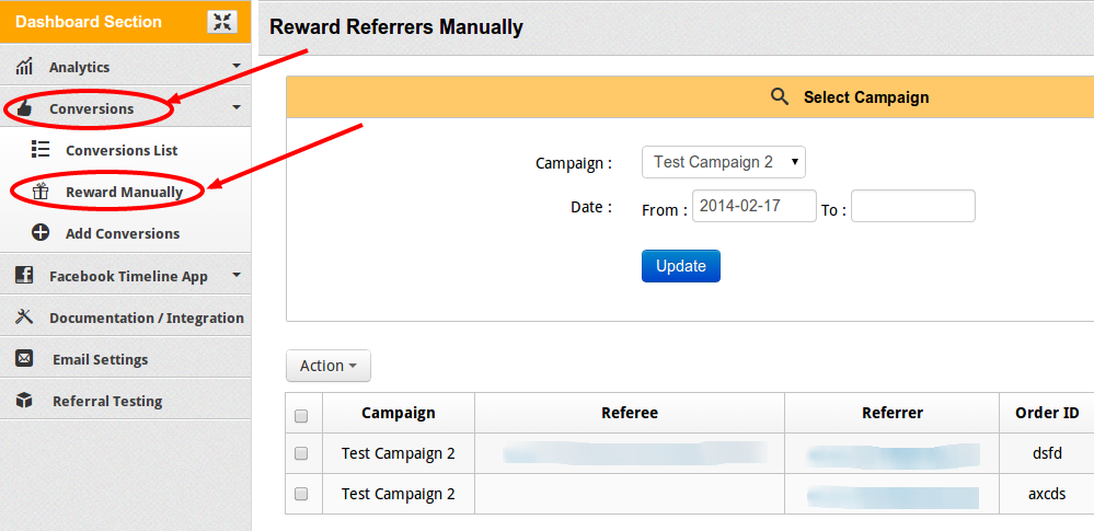 InviteReferrals - Manually manage campaigns