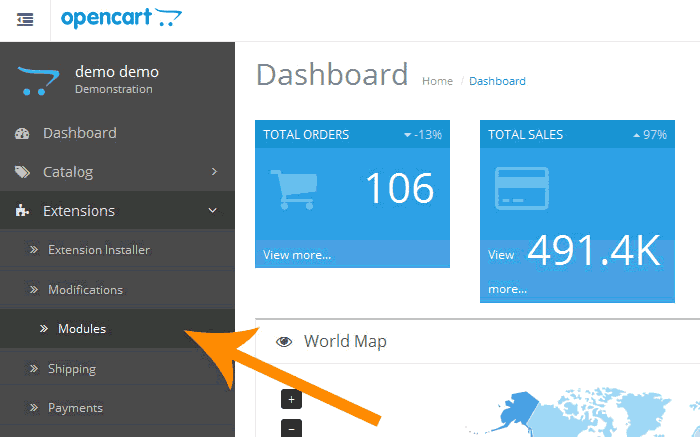 Module install in opencart 2