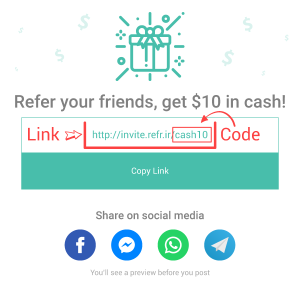 referral link vs referral code
