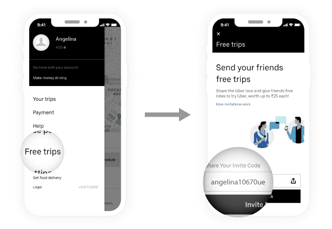 Uber app referral program