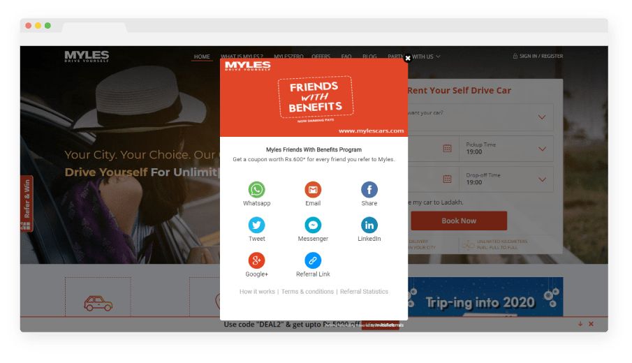 mylescars referral program