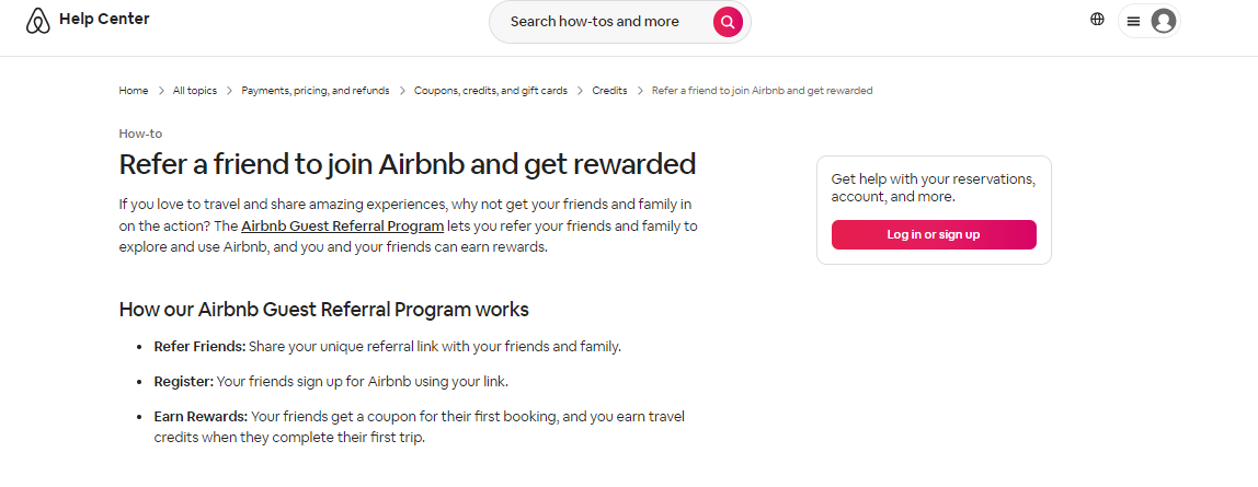 Airbnb referral reward