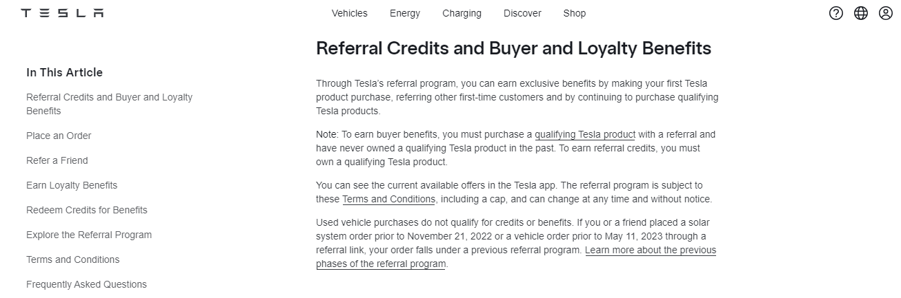 Tesla Referral credit